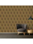 Galerie Peacock Feather Motif Wallpaper, Brown Ac60010