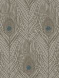 Galerie Peacock Feather Motif Wallpaper, Natural Ac60008