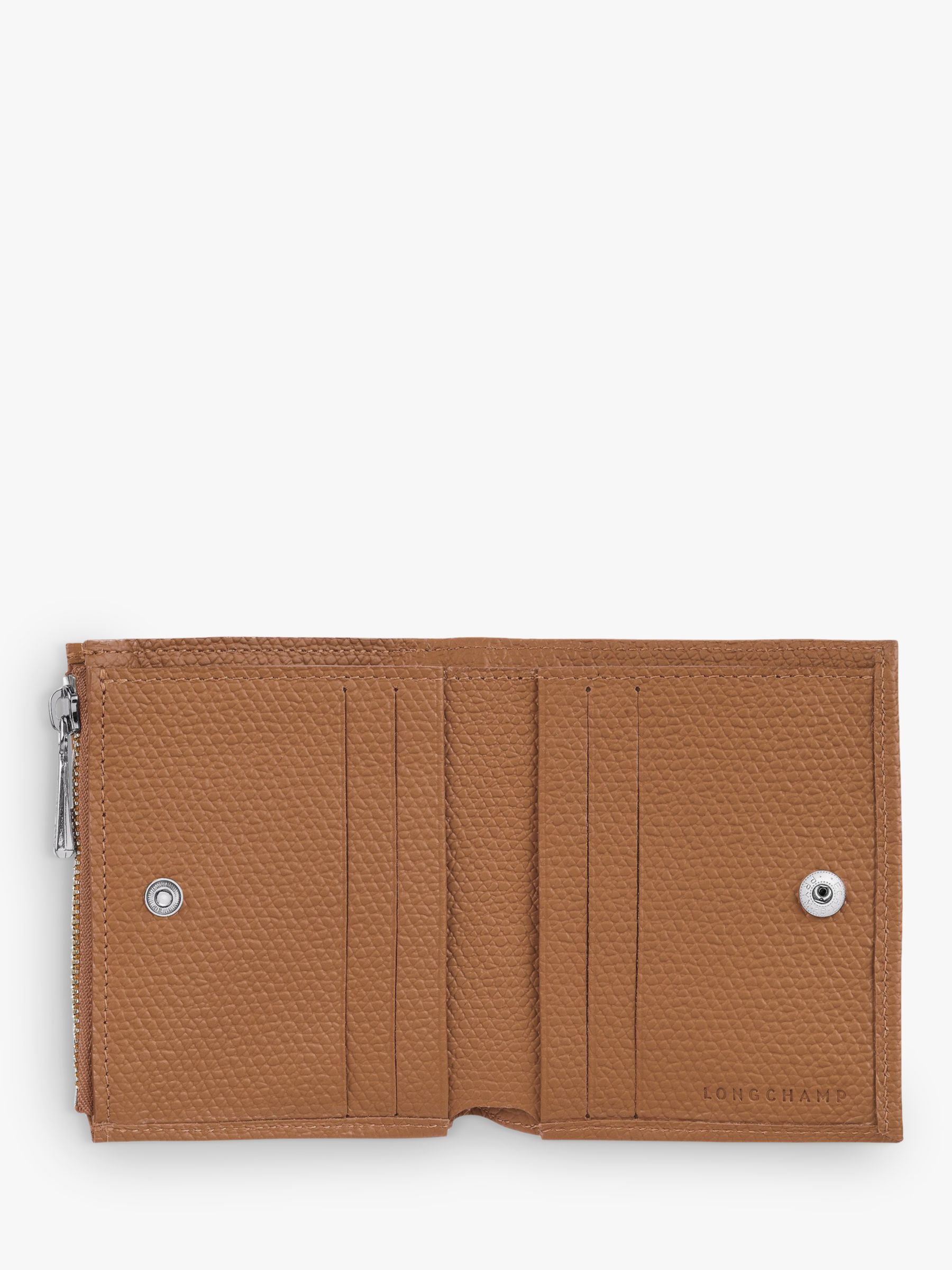 Longchamp Roseau Leather Compact Wallet, Natural at John Lewis & Partners