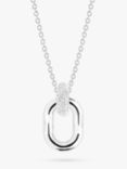 Sif Jakobs Jewellery Capri Due Oval Cubic Zirconia Pendant Necklace, Silver