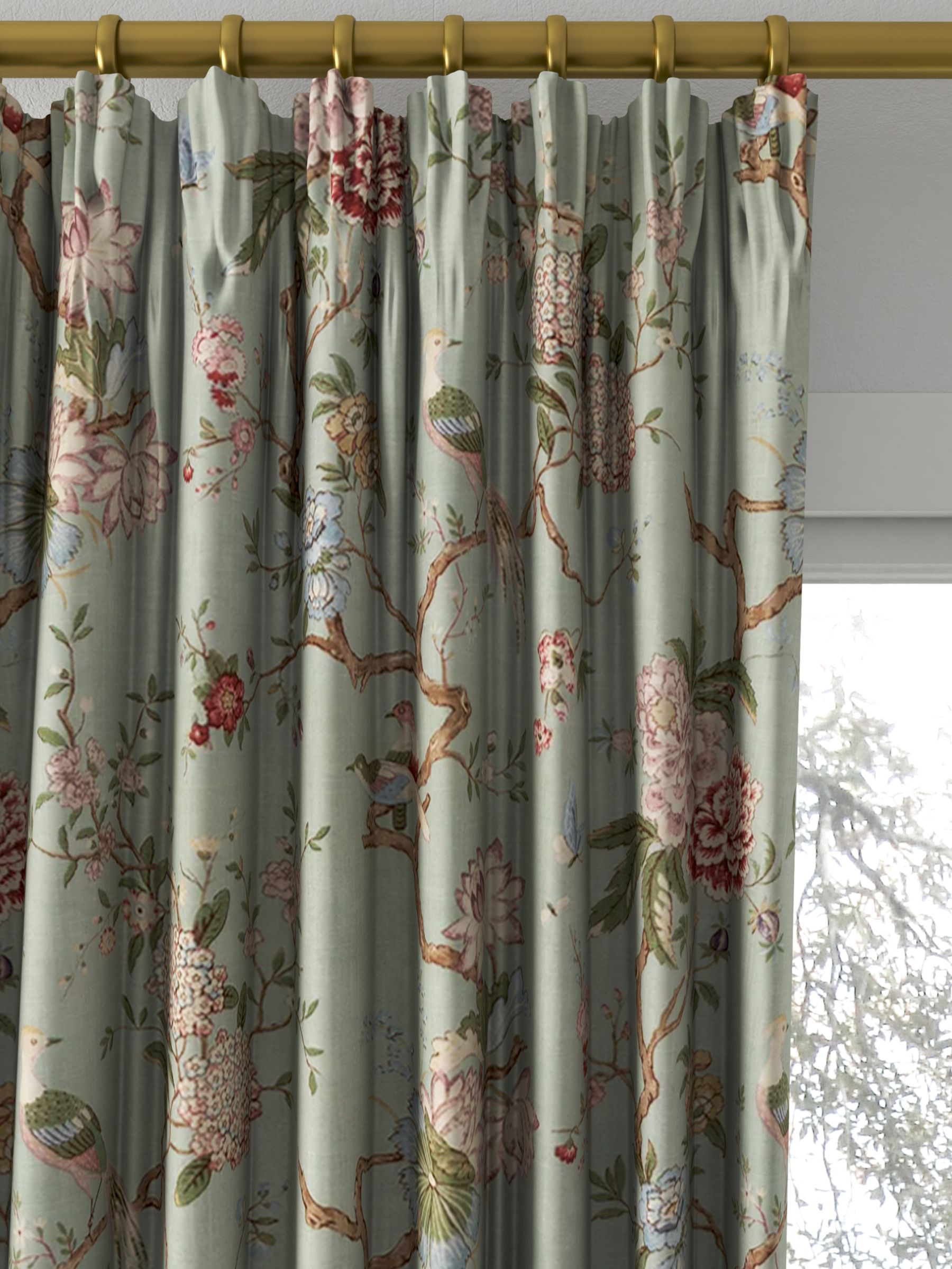 GP & J Baker Oriental Bird Made to Measure Curtains or Roman Blind, Eau ...