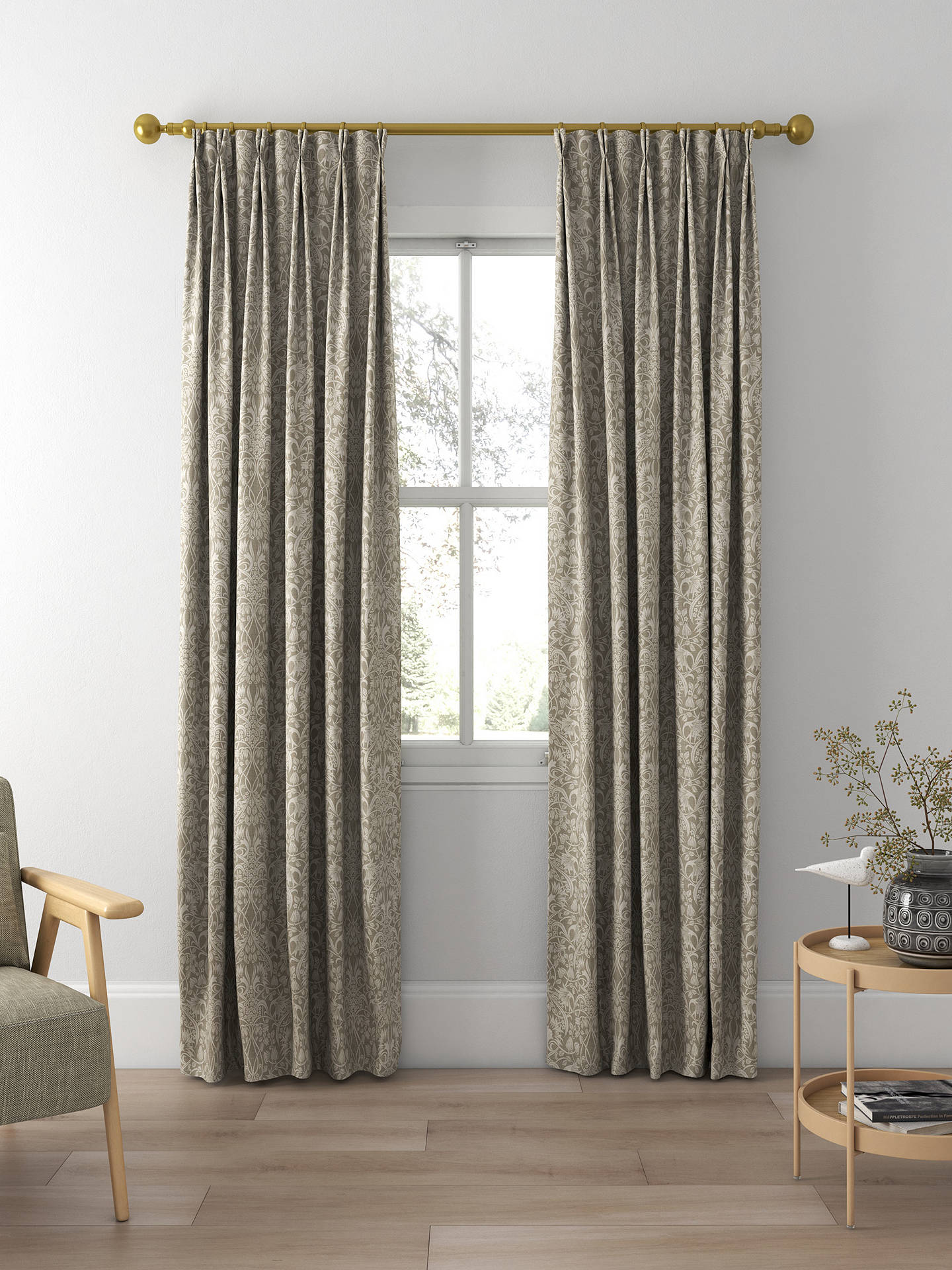 GP & J Baker Fritillerie Made to Measure Curtains, Warm Grey