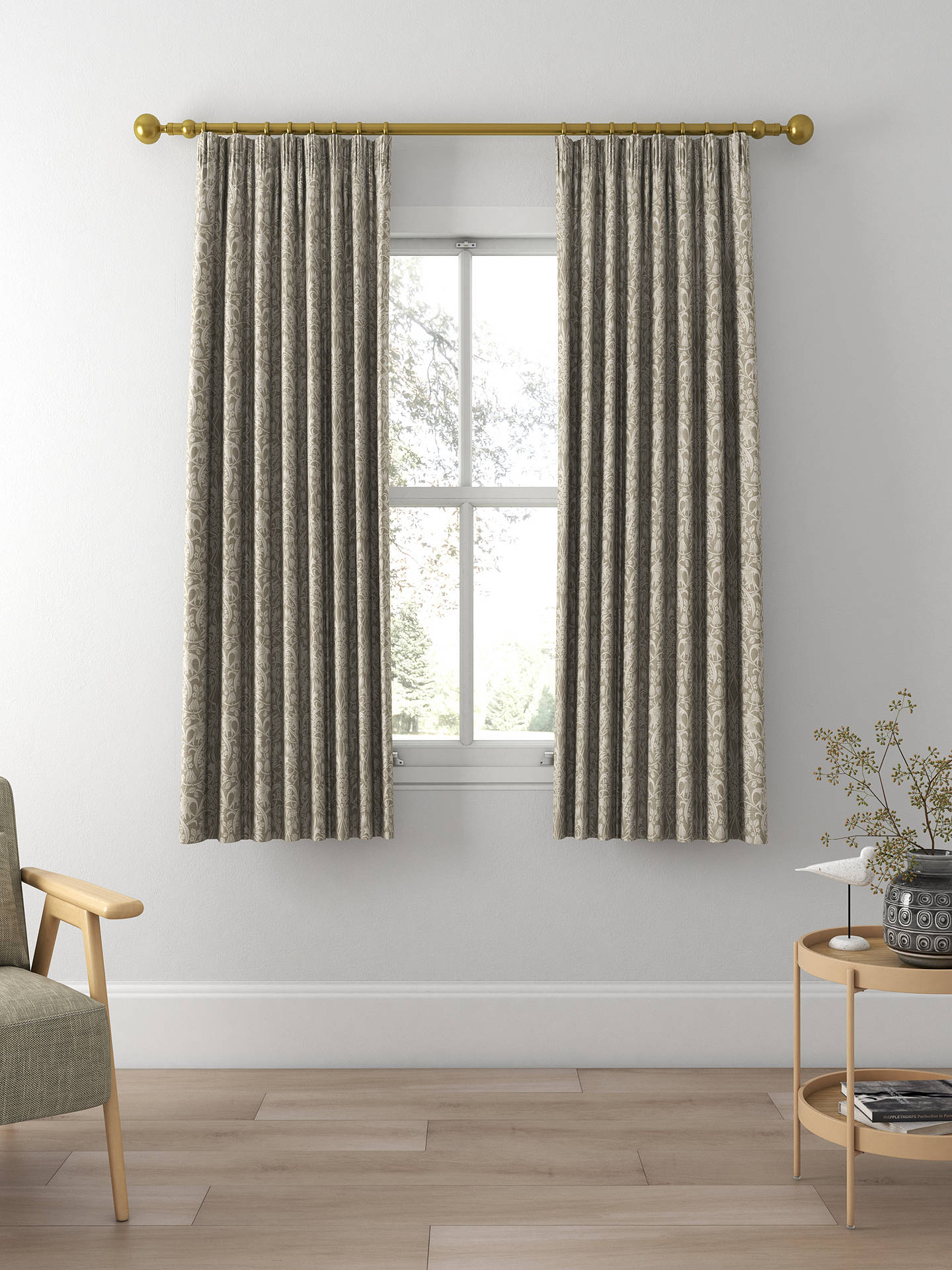GP & J Baker Fritillerie Made to Measure Curtains, Warm Grey