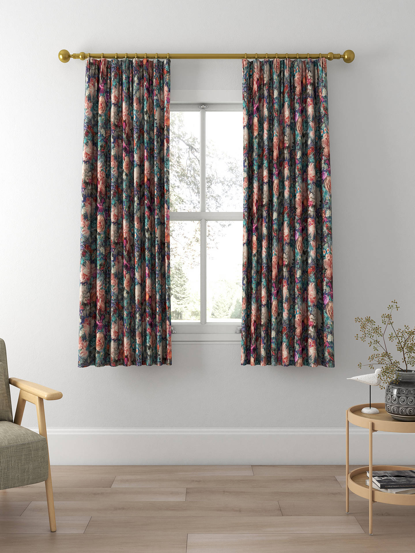GP & J Baker Royal Garden Linen Made to Measure Curtains, Jewel