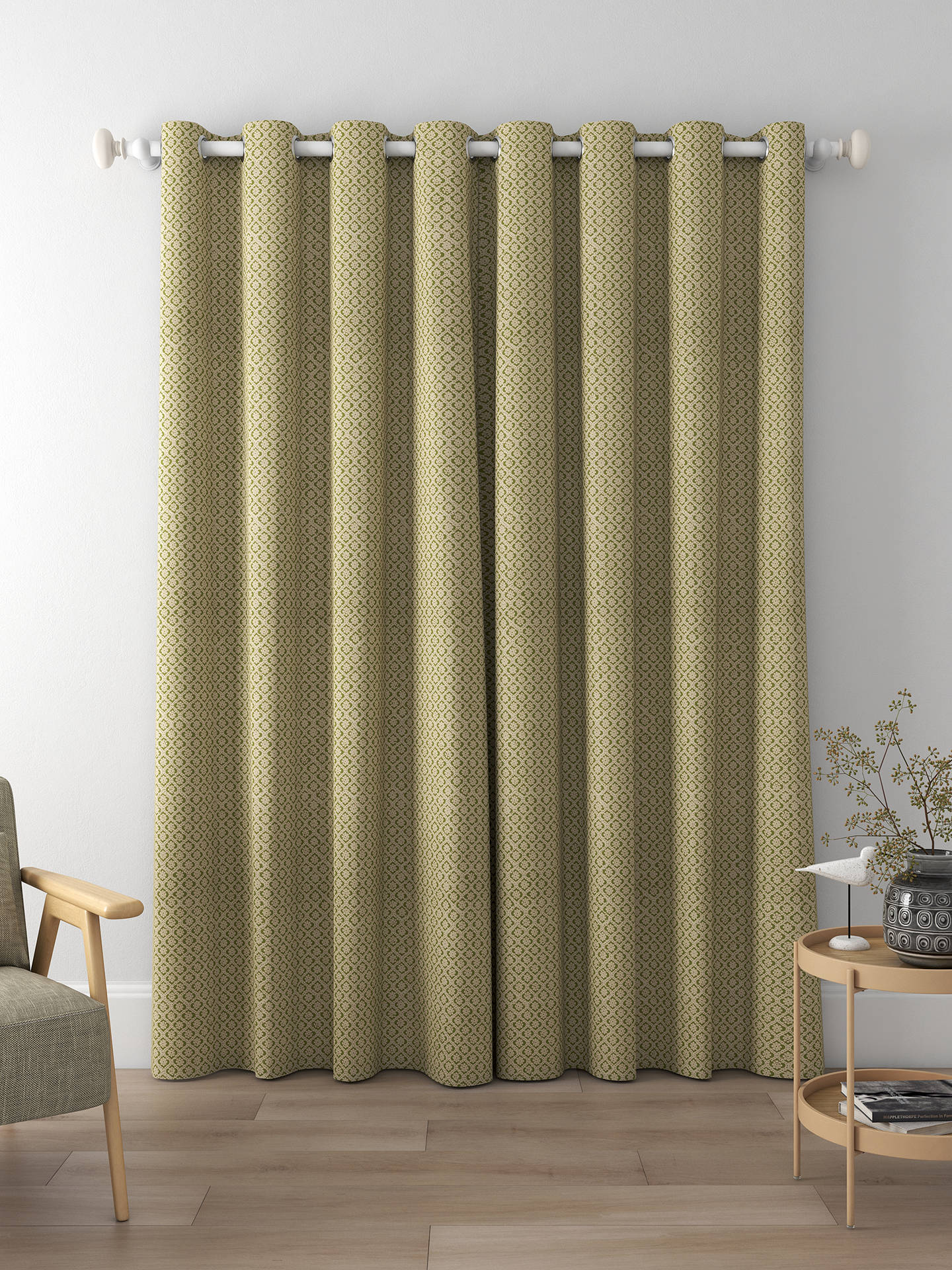 GP & J Baker Indus Flower Made to Measure Curtains, Green