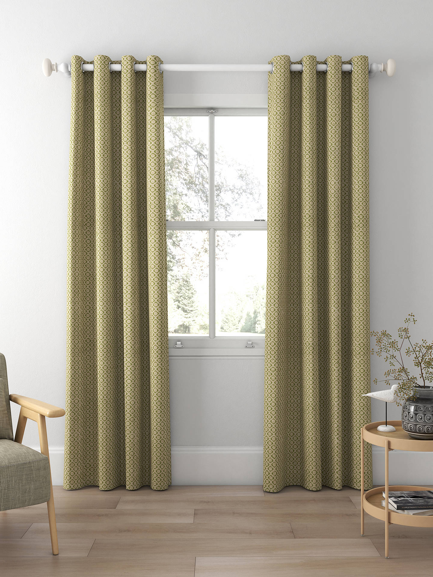 GP & J Baker Indus Flower Made to Measure Curtains, Green