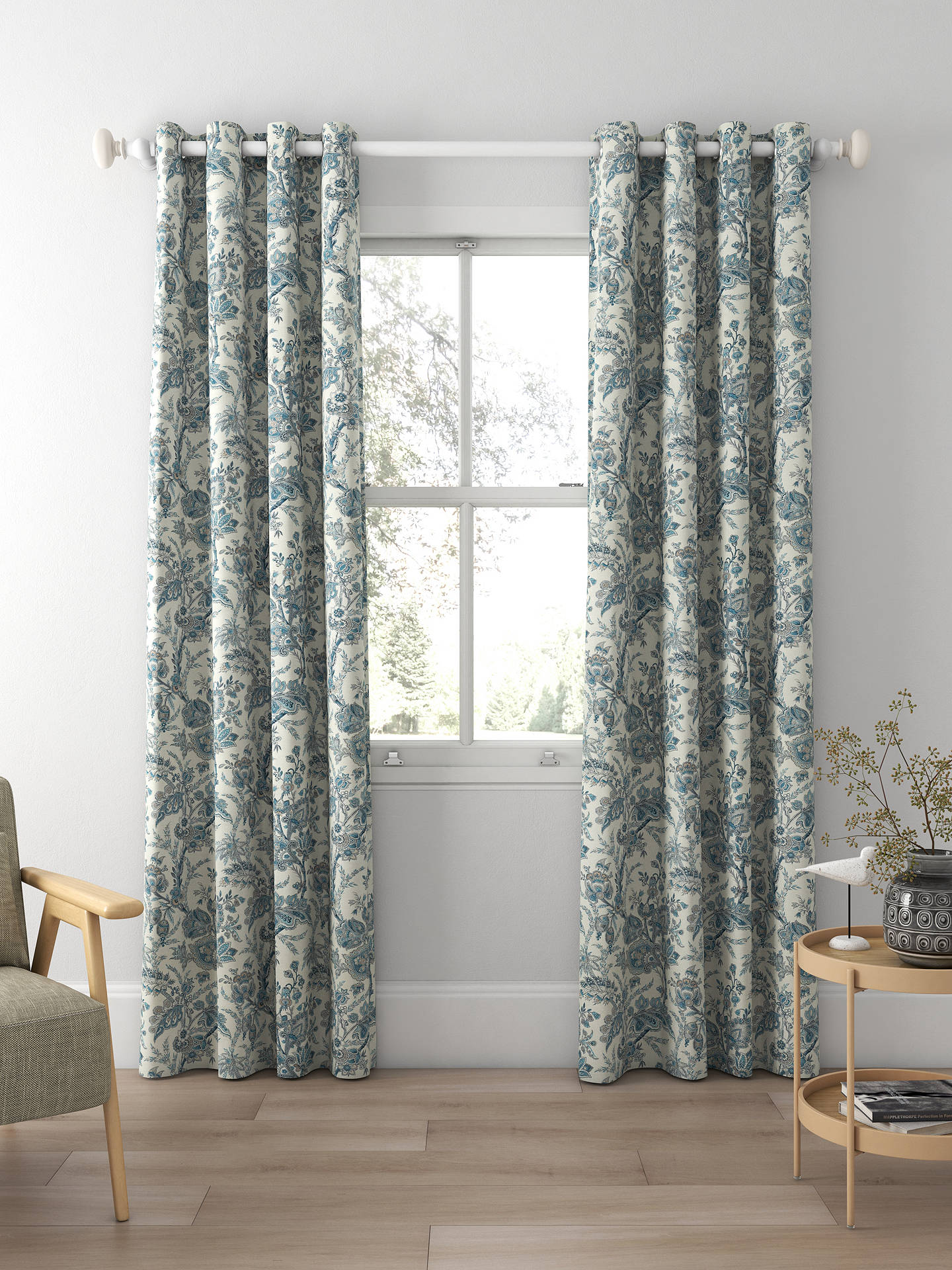 GP & J Baker Jewel Indienne Made to Measure Curtains, Blue/Sand