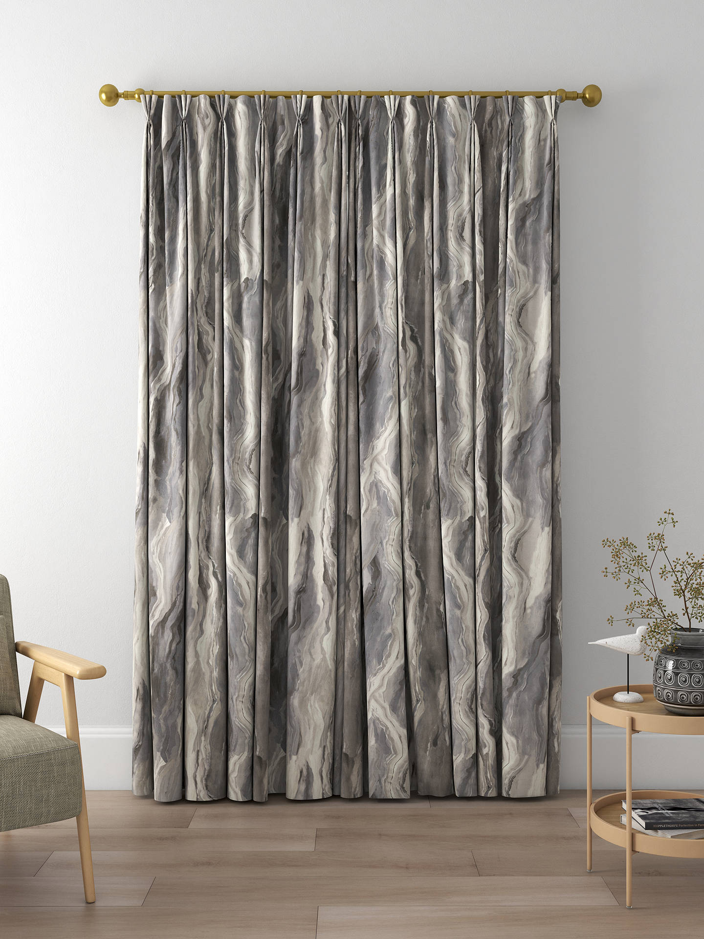 Prestigious Textiles Lava Made to Measure Curtains, Carbon