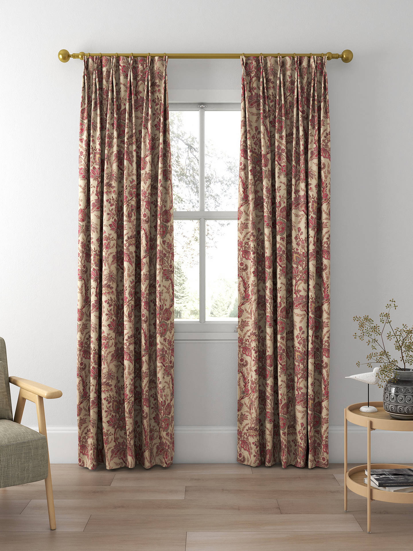 GP & J Baker Jewel Indienne Made to Measure Curtains, Red/Blue