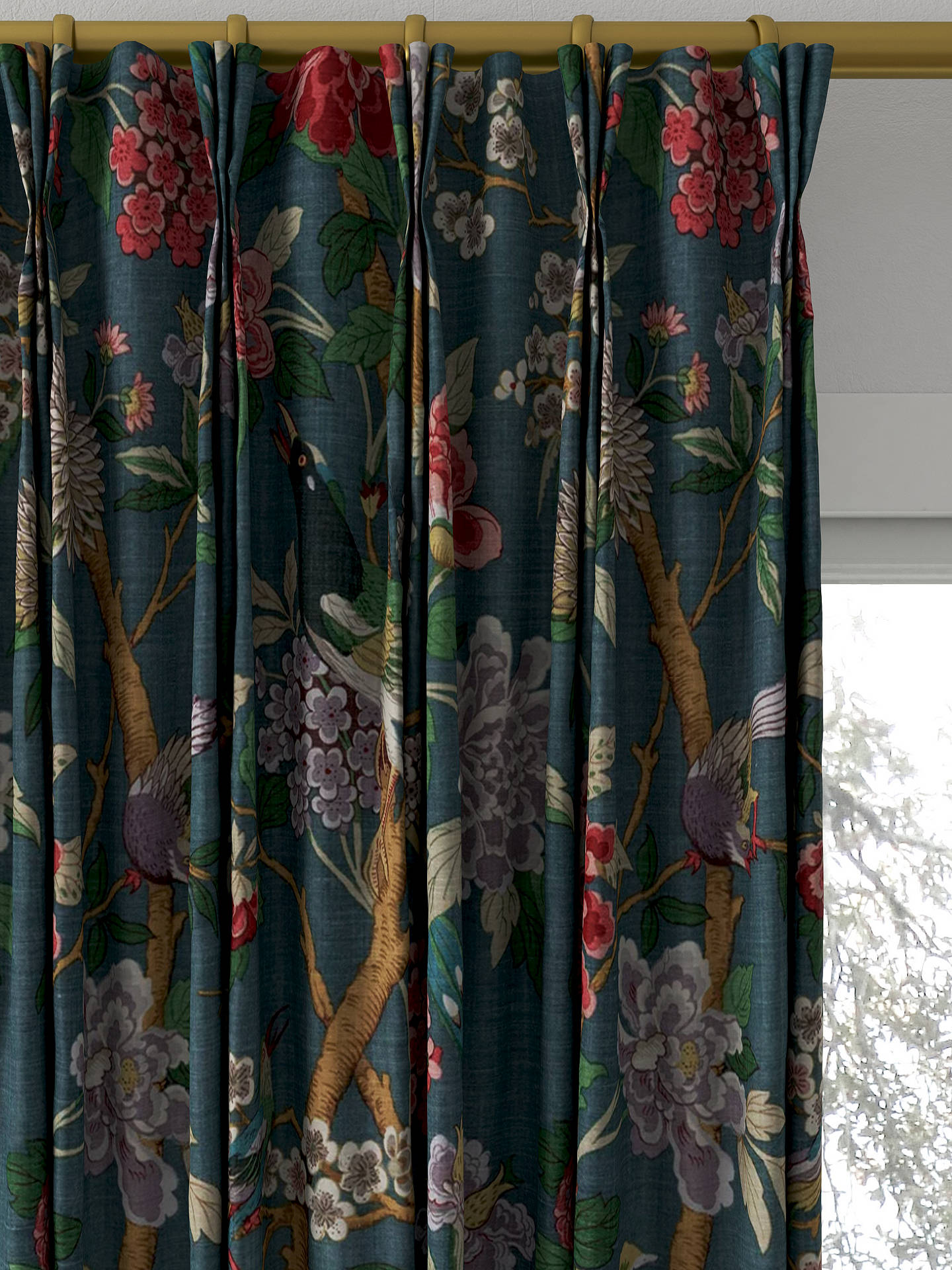 GP & J Baker Hydrangea Bird Made to Measure Curtains, Indigo