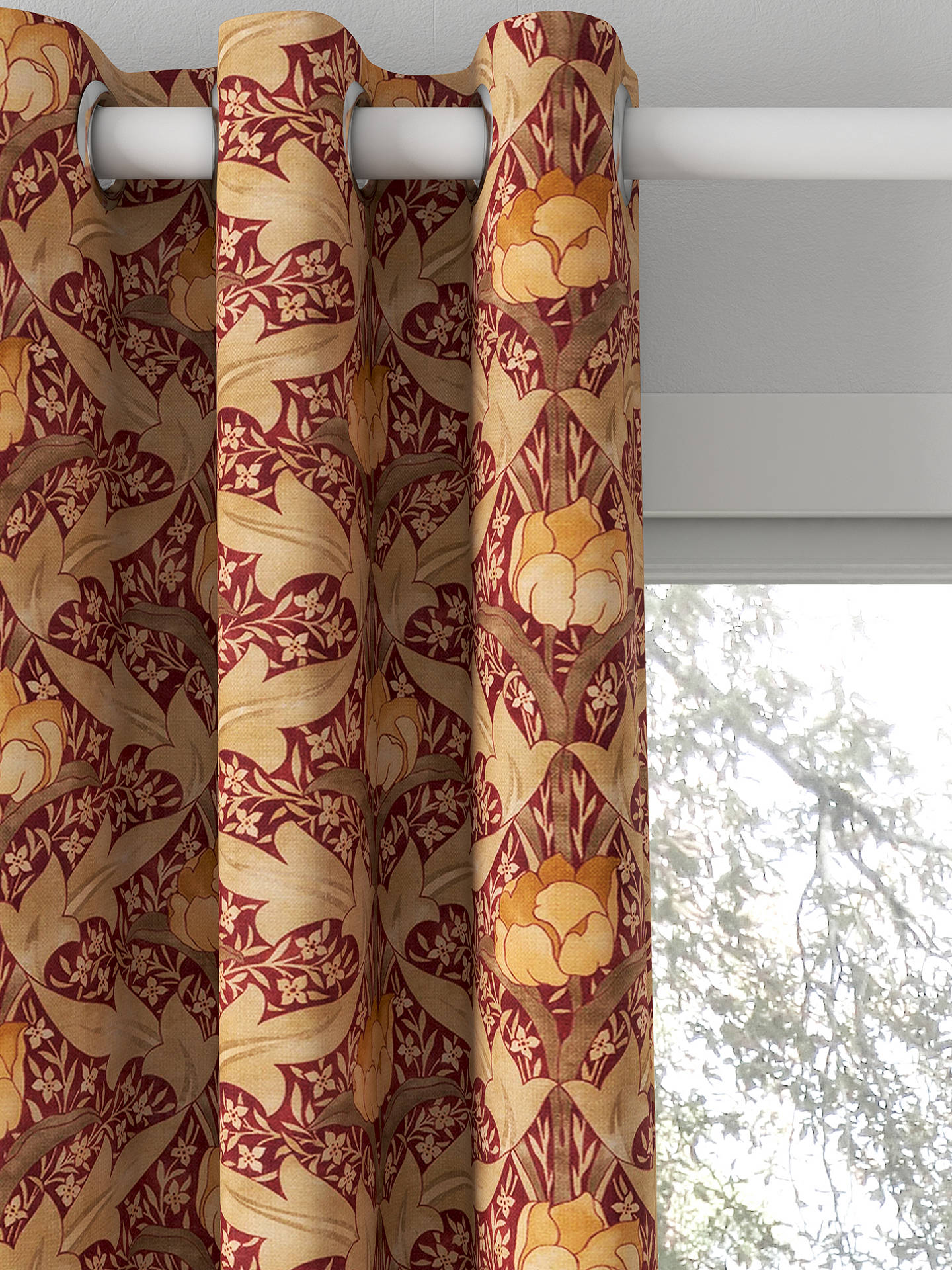 GP & J Baker Tulip & Jasmine Made to Measure Curtains, Red/Ochre