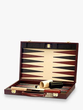 Aspinal of London Deep Shine Croc Leather Backgammon Set, Amazon