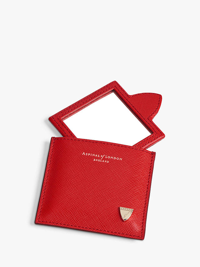 Aspinal of London Saffiano Leather Compact Mirror, Scarlet