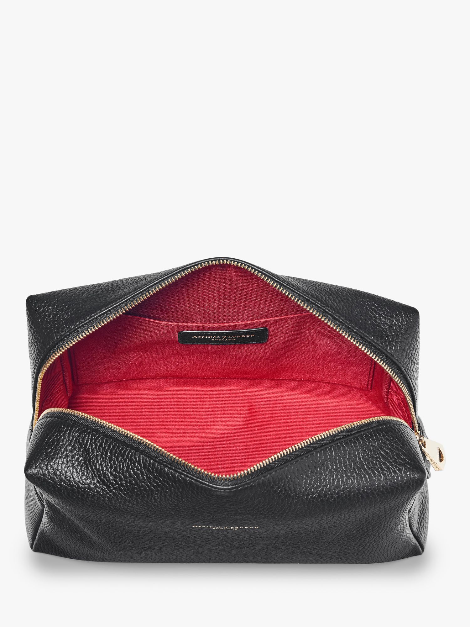 Aspinal of London Large Pebble Leather Toiletry Bag, Black