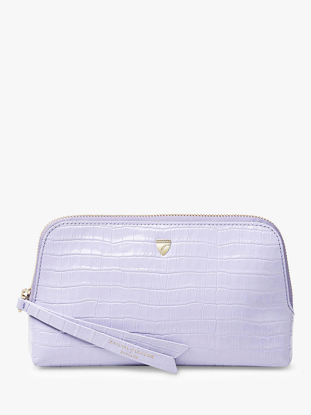 Aspinal of London Essential Croc Leather Small Cosmetic Case, Lavender 1