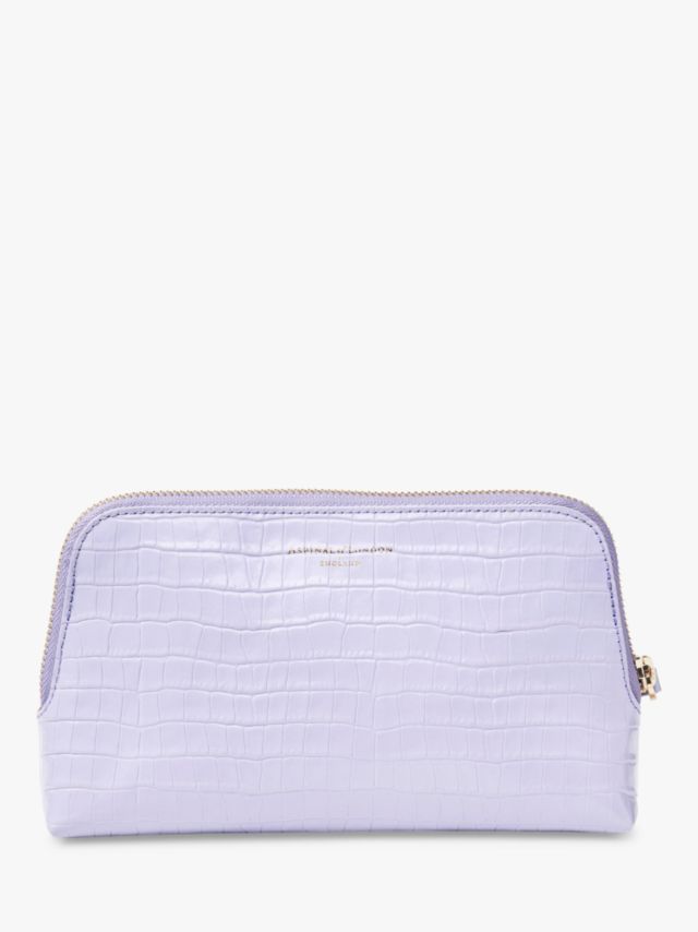 Aspinal of London Essential Croc Leather Small Cosmetic Case, Lavender 4