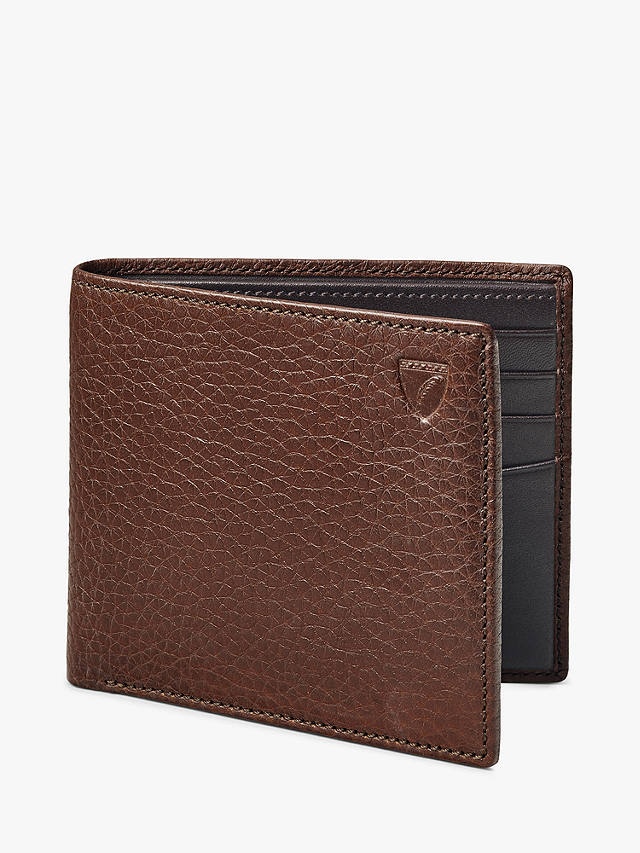 Aspinal of London 8 Card Billfold Pebble Leather Billfold Wallet, Tobacco