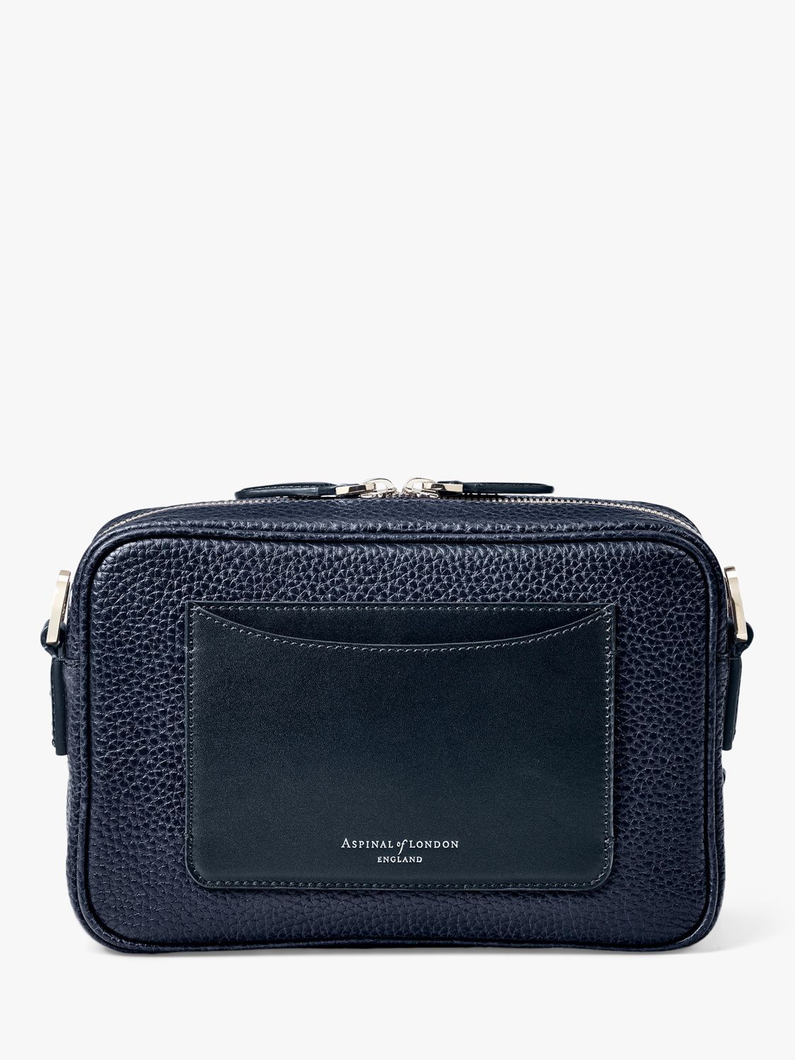 Aspinal of London Reporter East West Pebble Leather Messenger Bag, Navy