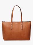 Aspinal of London Regent Smooth Leather Zip Tote Bag, Tan