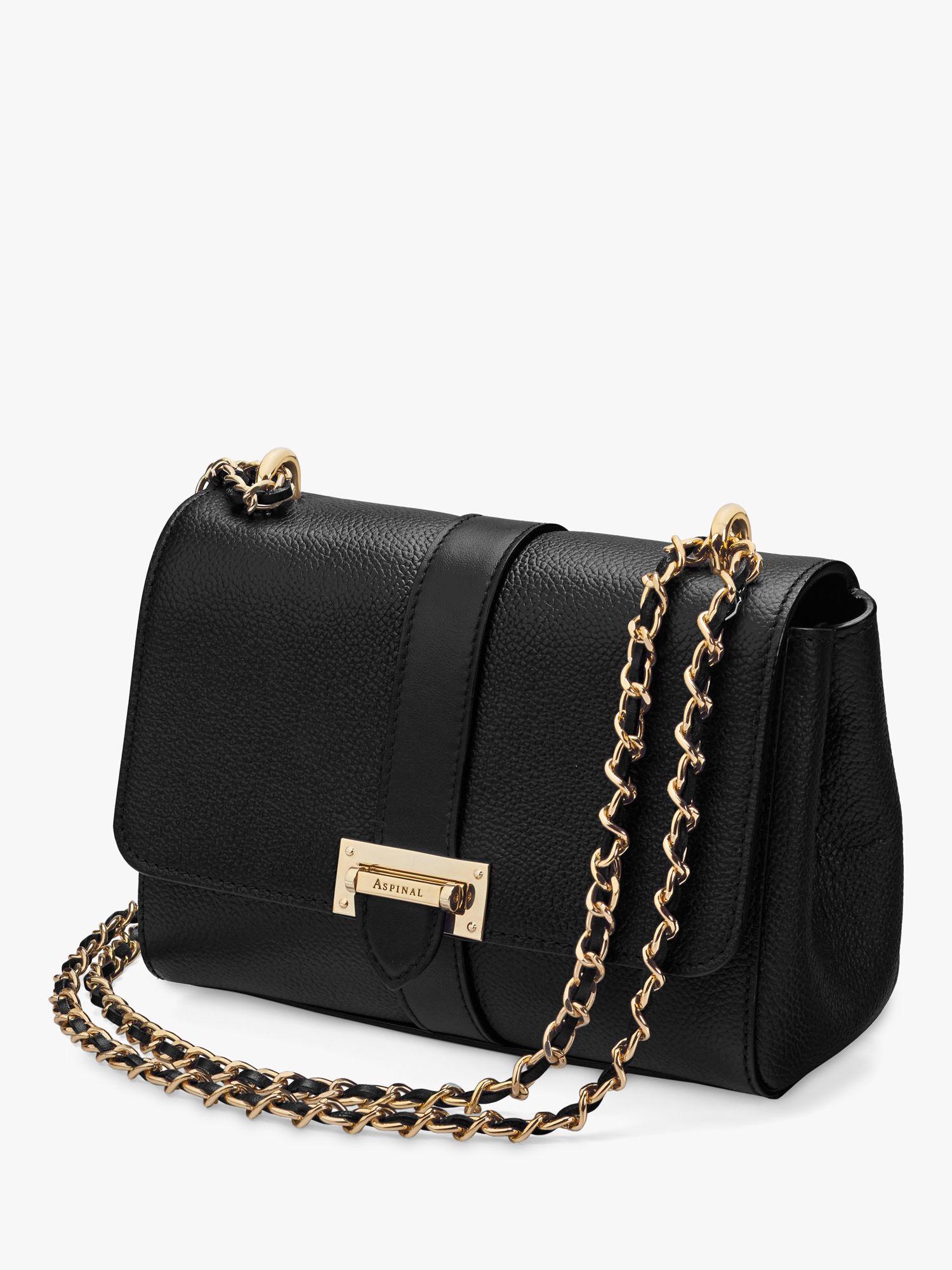 Aspinal of London Lottie Small Pebble Leather Shoulder Bag, Black at ...