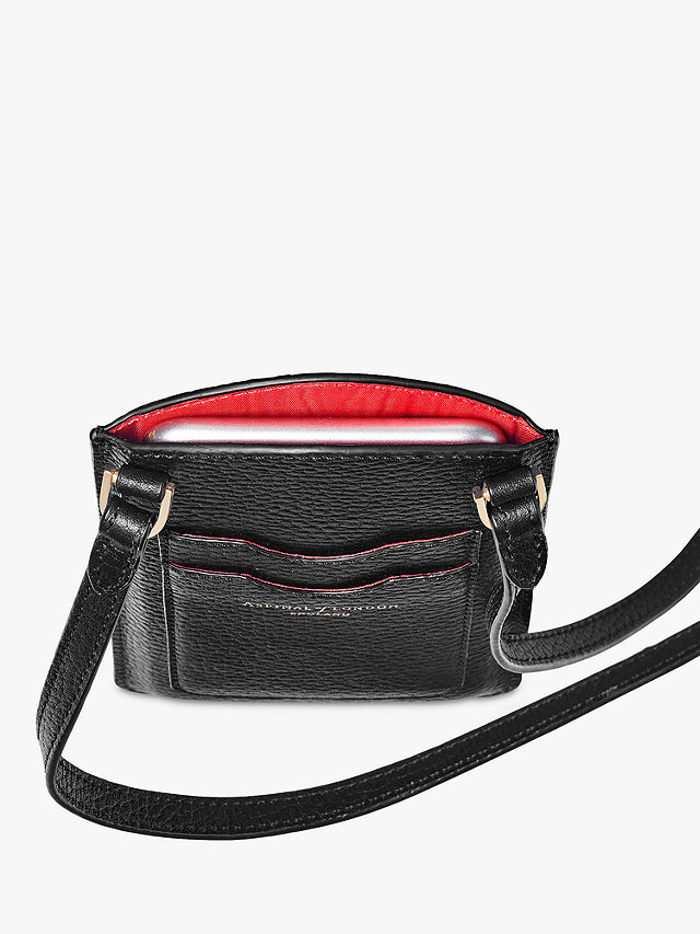 Aspinal of London Pebble Leather London Phone Case Crossbody Pouch, Black