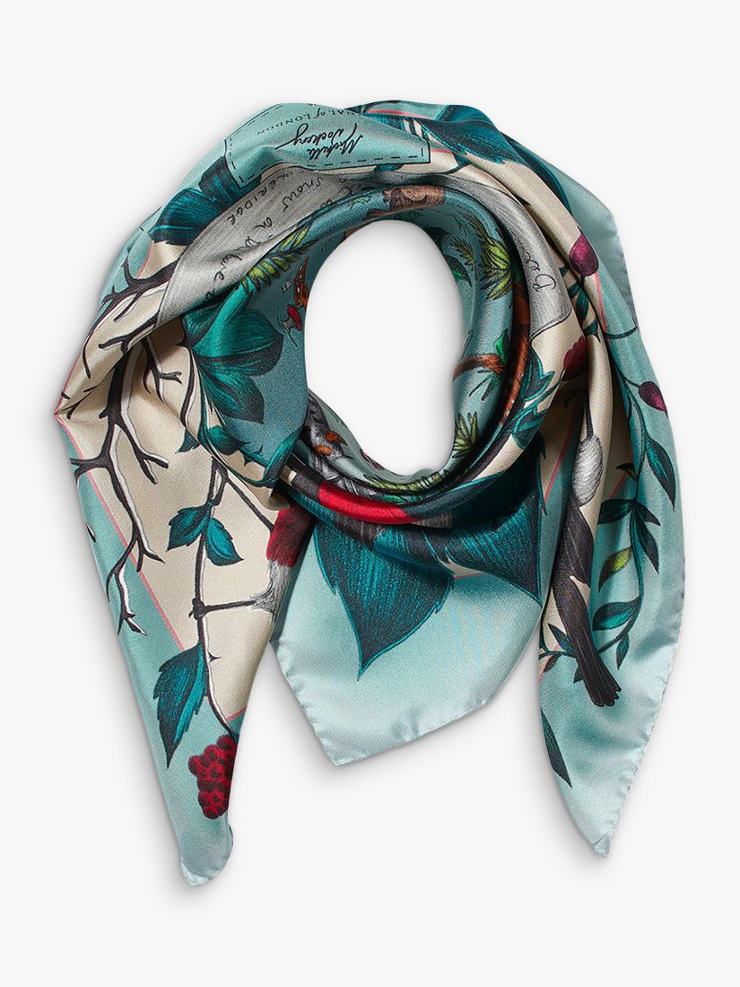Buy Aspinal of London Robin Silk Square Scarf, Teal Online at johnlewis.com
