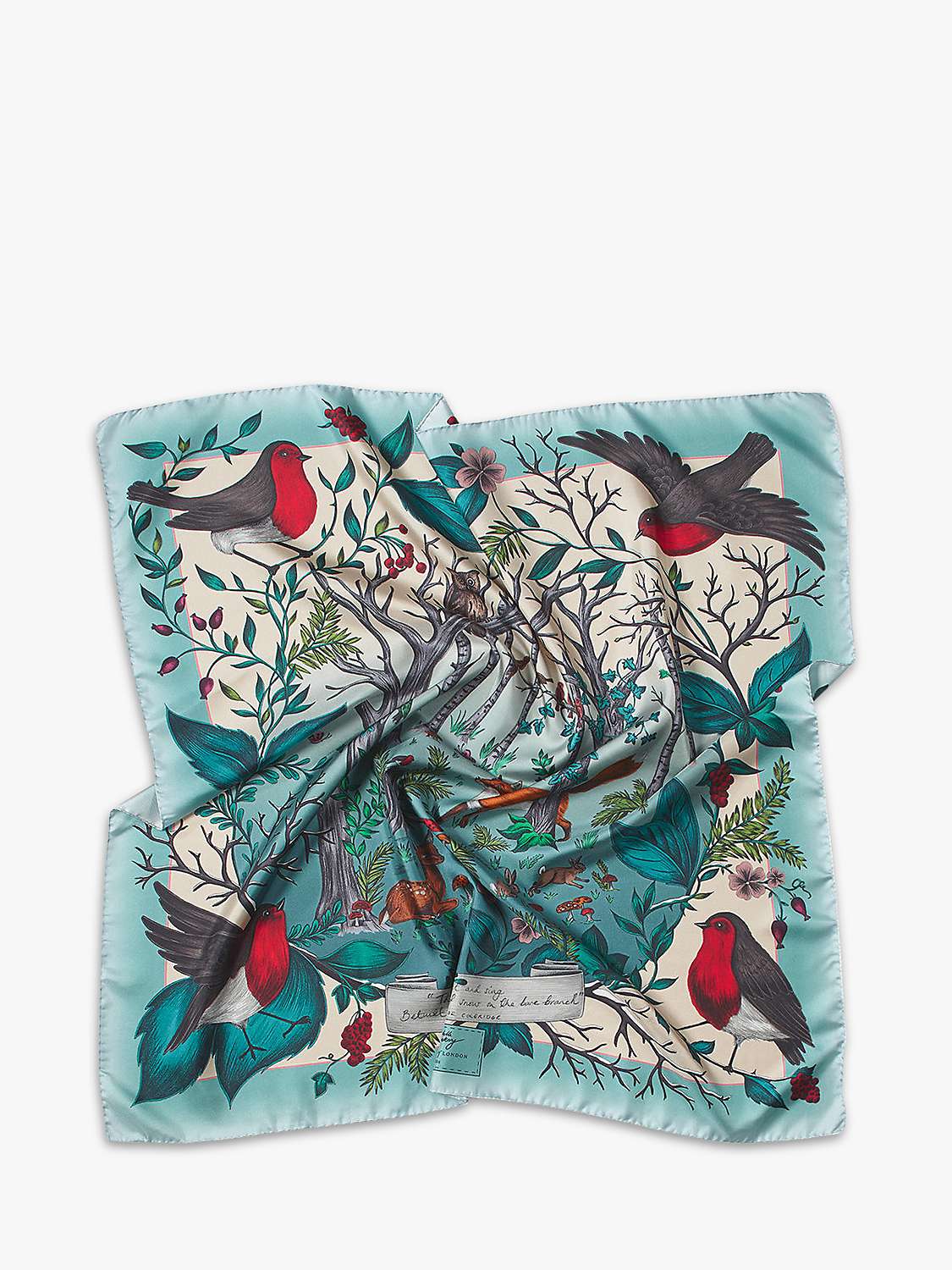 Buy Aspinal of London Robin Silk Square Scarf, Teal Online at johnlewis.com