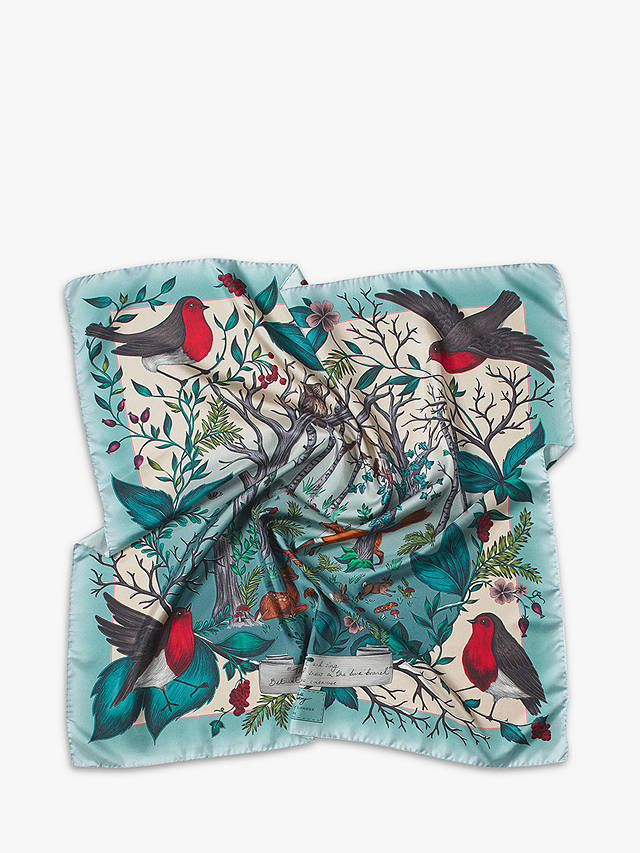 Aspinal of London Robin Silk Square Scarf, Teal