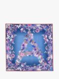 Aspinal of London Ombre A Floral Silk Square Scarf, Midnight Blue