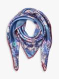 Aspinal of London Ombre A Floral Silk Square Scarf, Midnight Blue