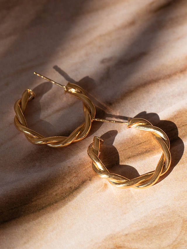 Leah Alexandra Twisted Hoop Earrings, Gold