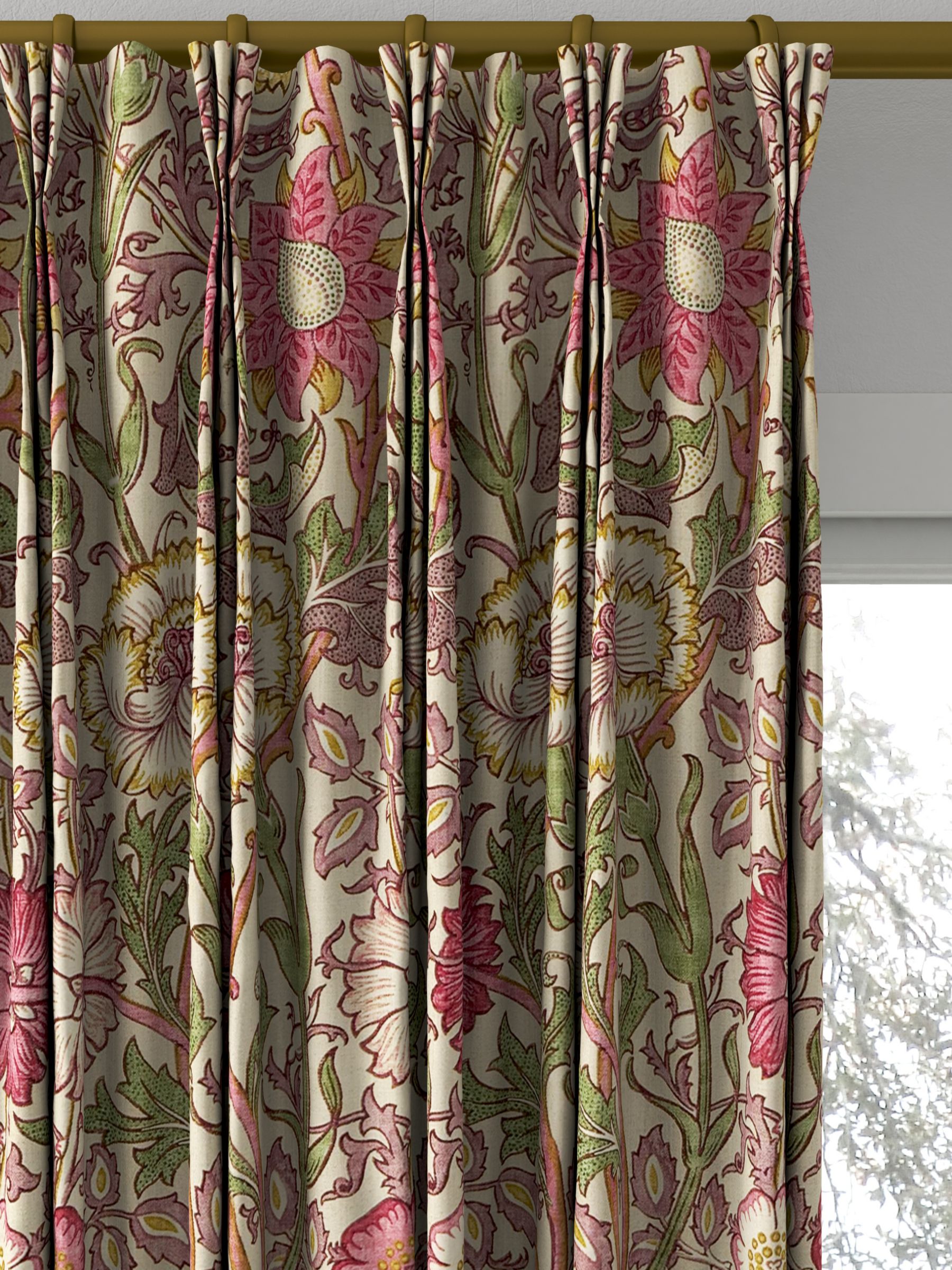 Morris & Co. Pink and Rose Made to Measure Curtains, Manilla/Wine