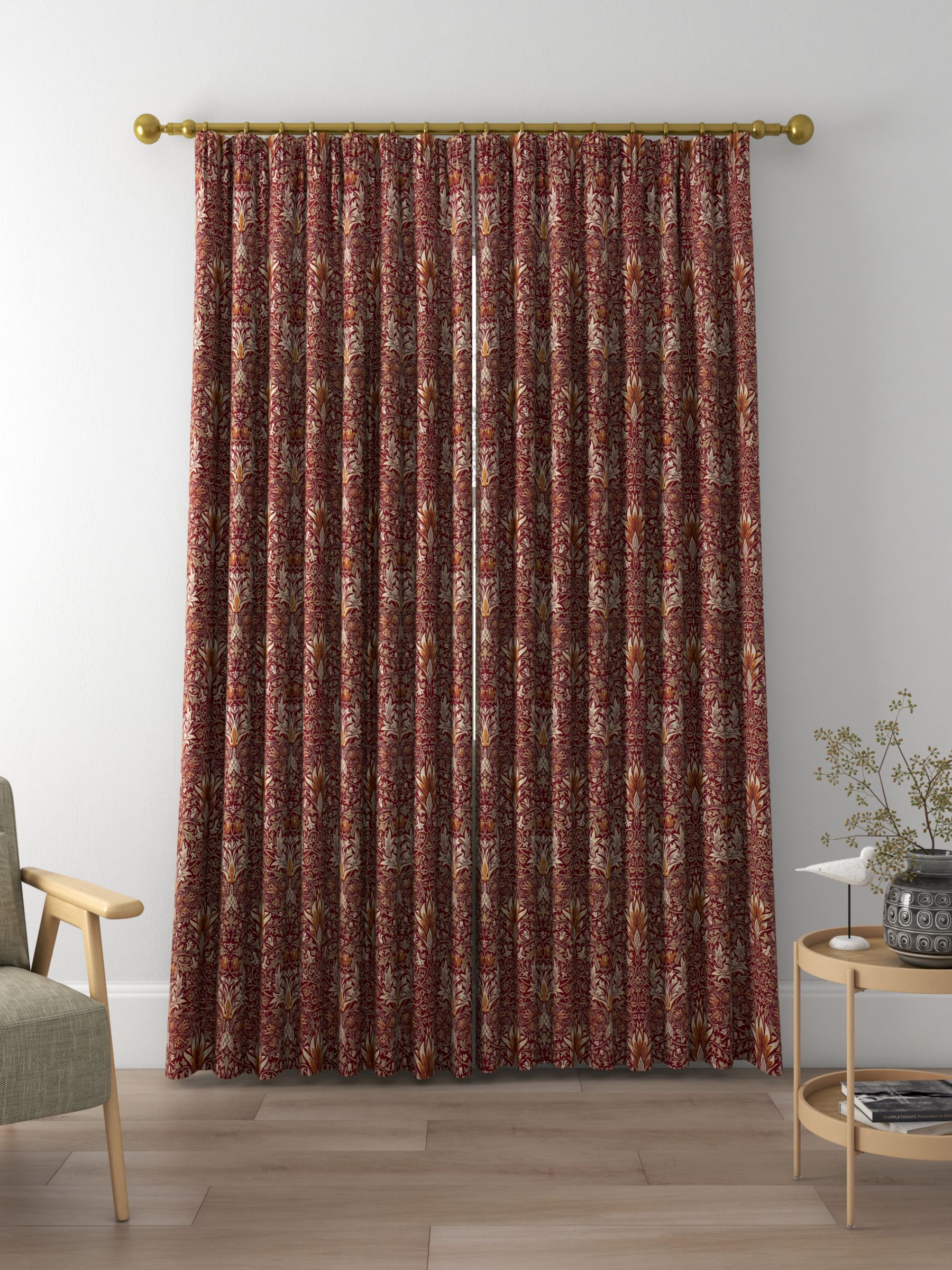 Morris & Co. Snakeshead Made to Measure Curtains, Claret/Gold