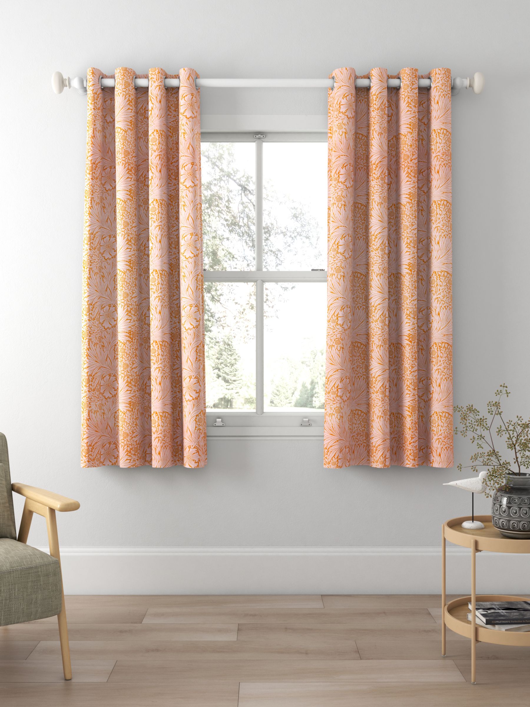 Morris & Co. Ben Pentreath Marigold Made to Measure Curtains, Orange/Pink