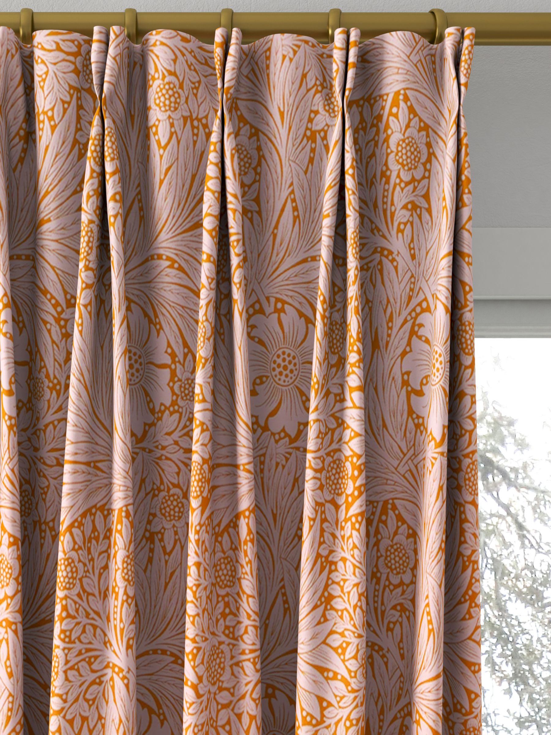 Morris & Co. Ben Pentreath Marigold Made to Measure Curtains, Orange/Pink