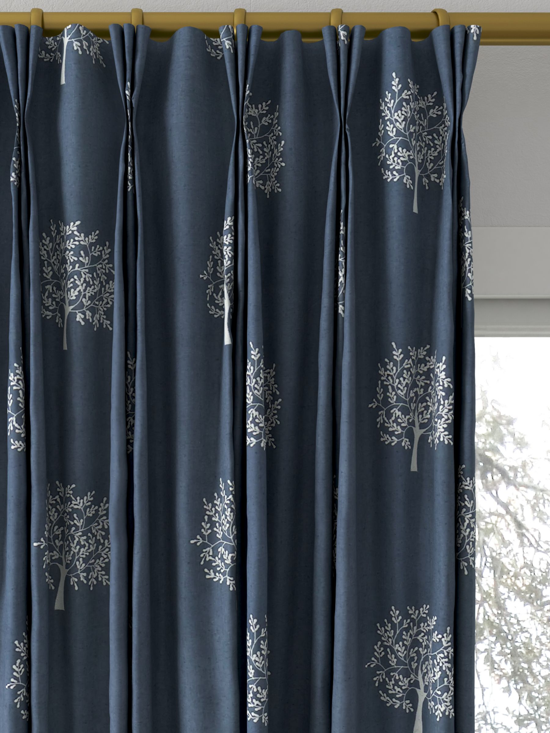 Morris & Co. Woodland Tree Made to Measure Curtains, Grey/Blue/Ivory