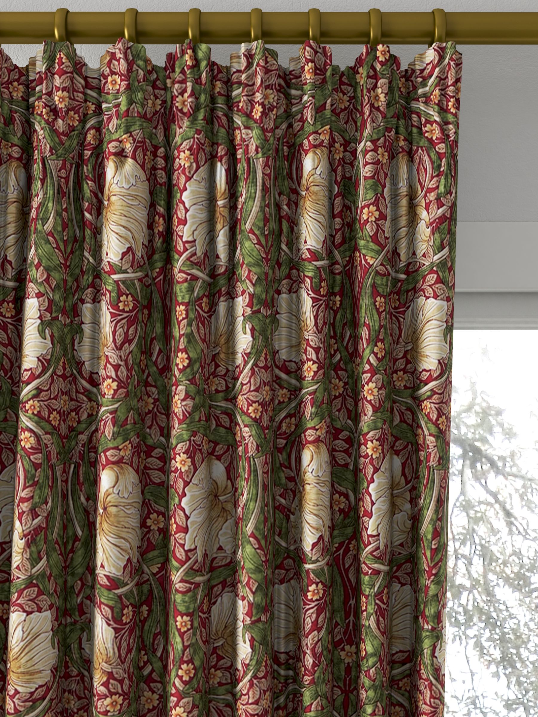 Morris & Co. Pimpernel Print Made to Measure Curtains, Red/Thyme