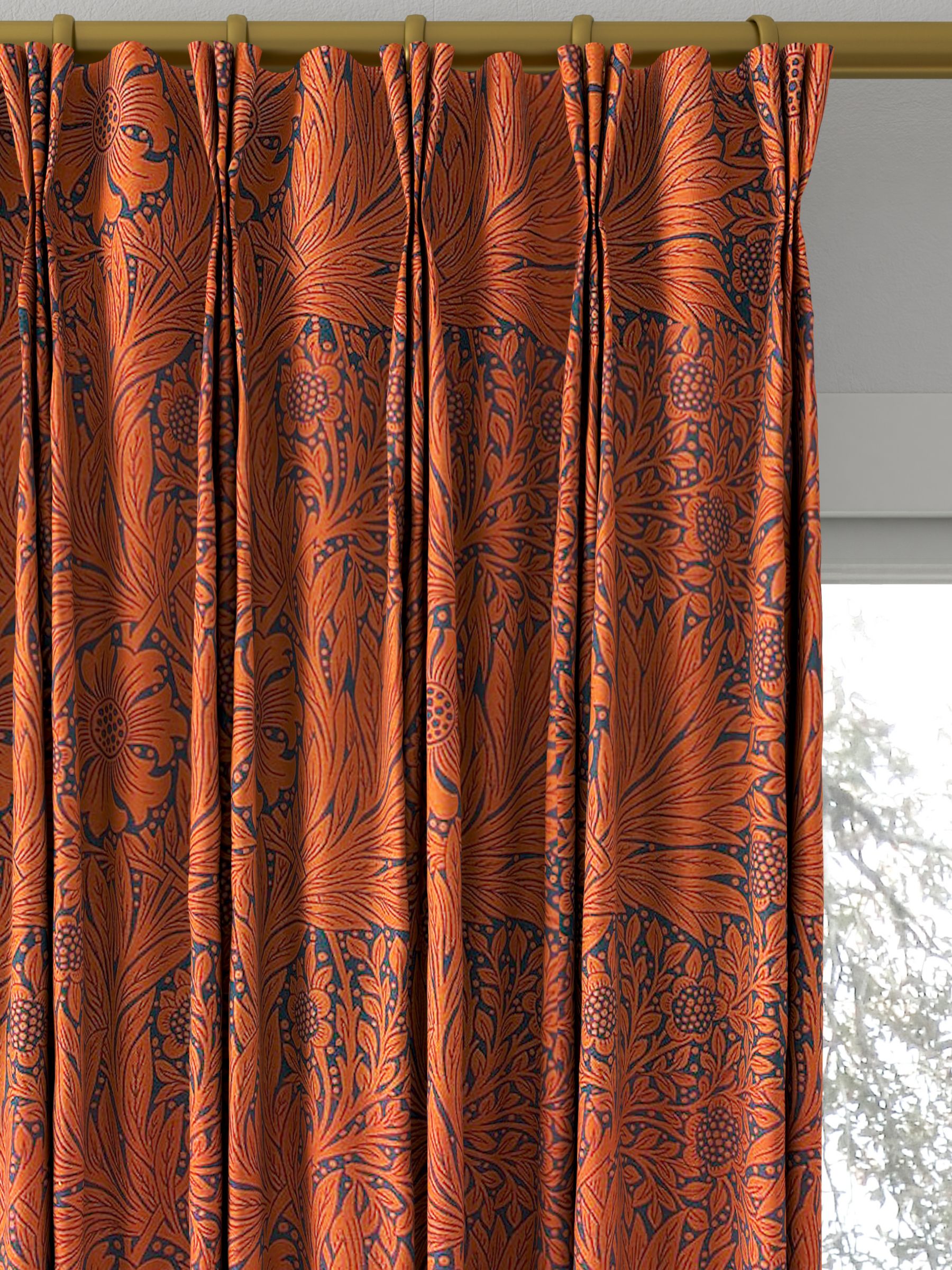 Morris & Co. Ben Pentreath Marigold Made to Measure Curtains, Navy/Burnt Orange