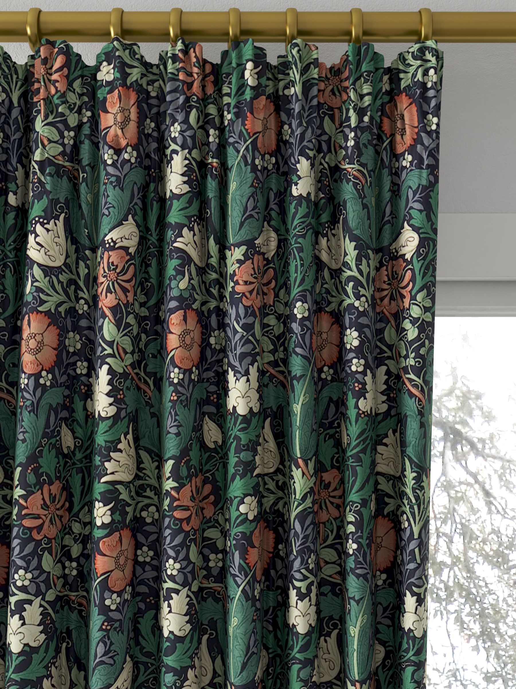 Morris & Co. Compton Made to Measure Curtains, Indigo/Green