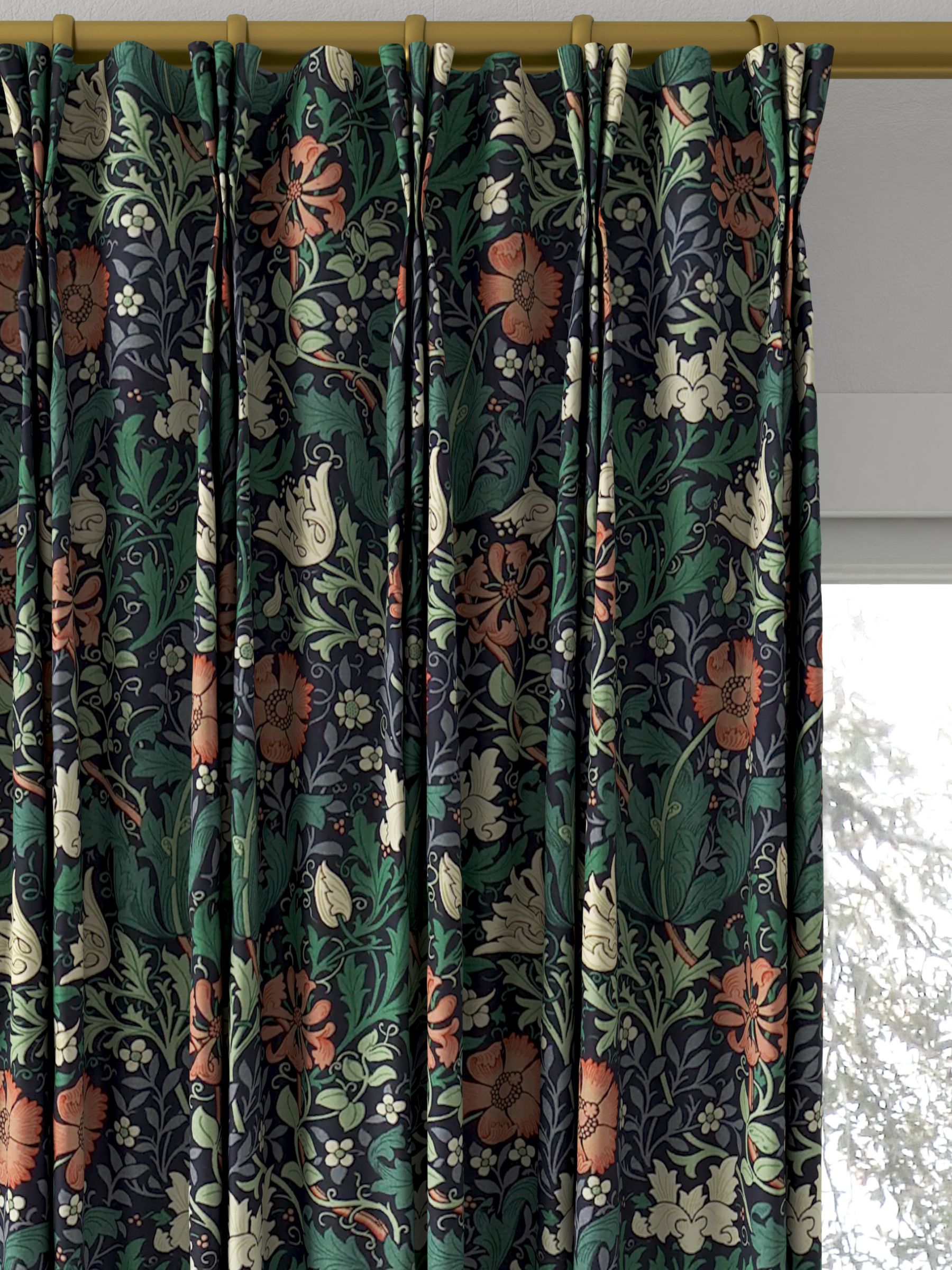 Morris & Co. Compton Made to Measure Curtains, Indigo/Green