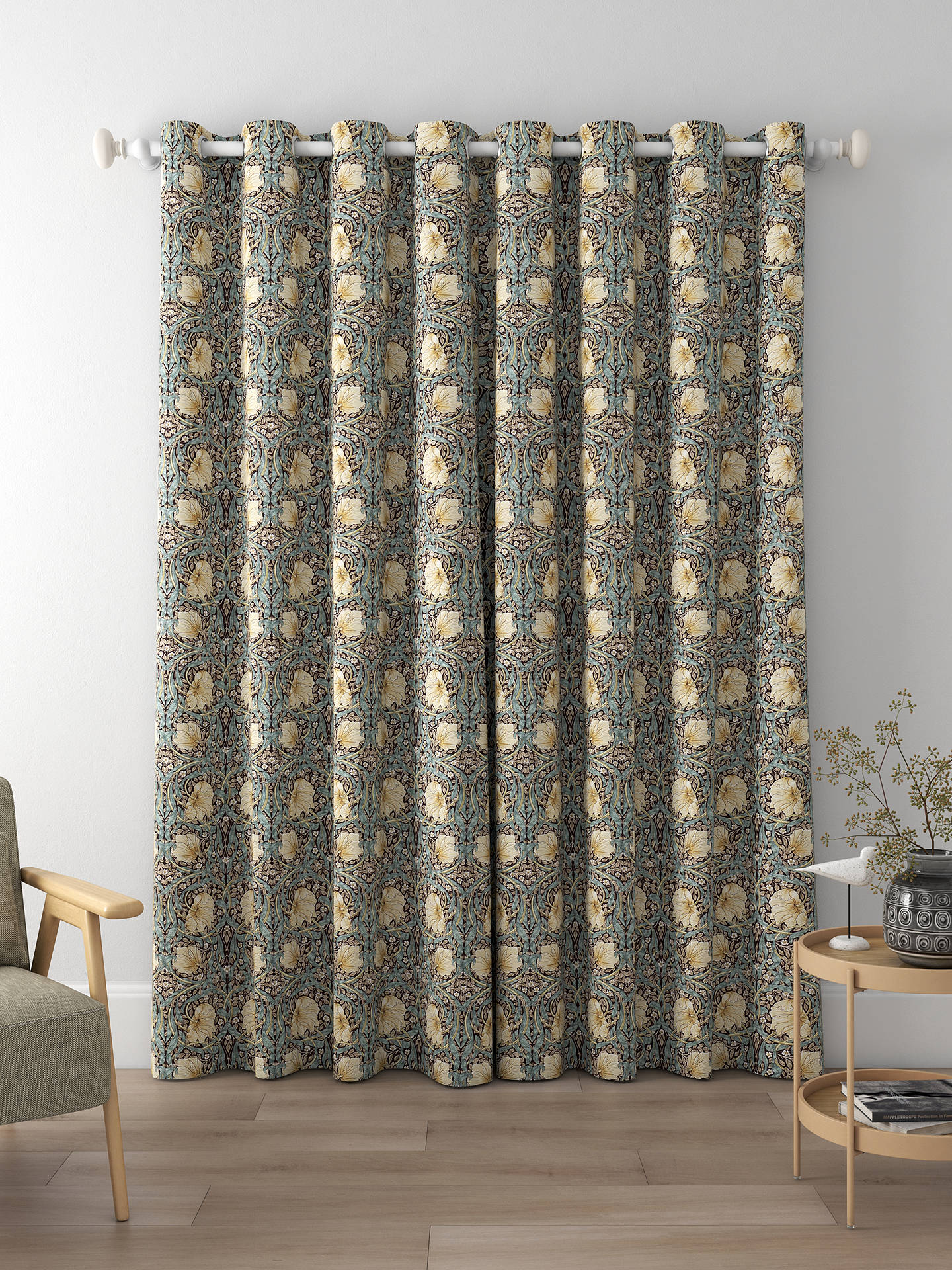 Morris & Co. Pimpernel Print Made to Measure Curtains, Bullrush/Slate