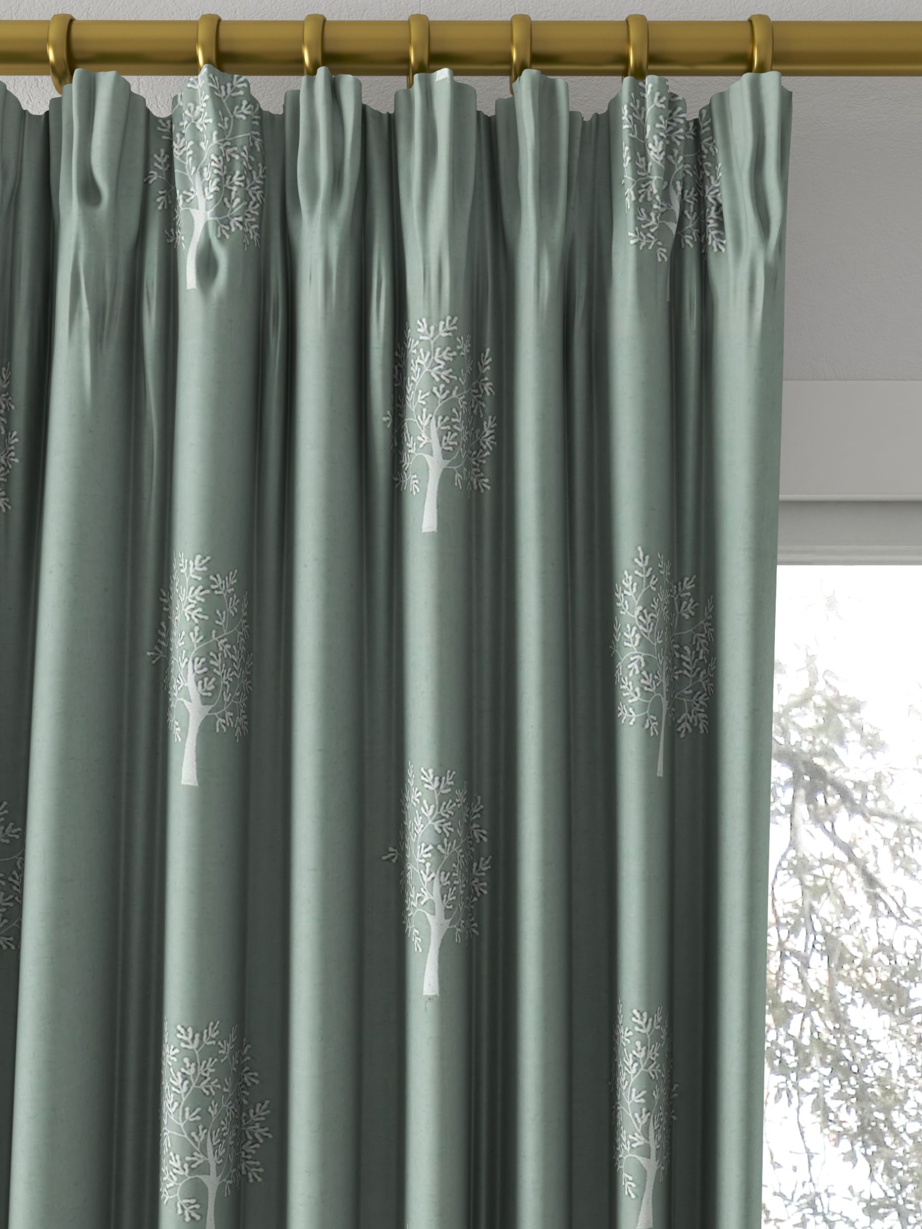 Morris & Co. Woodland Tree Made to Measure Curtains, Celadon/Ivory