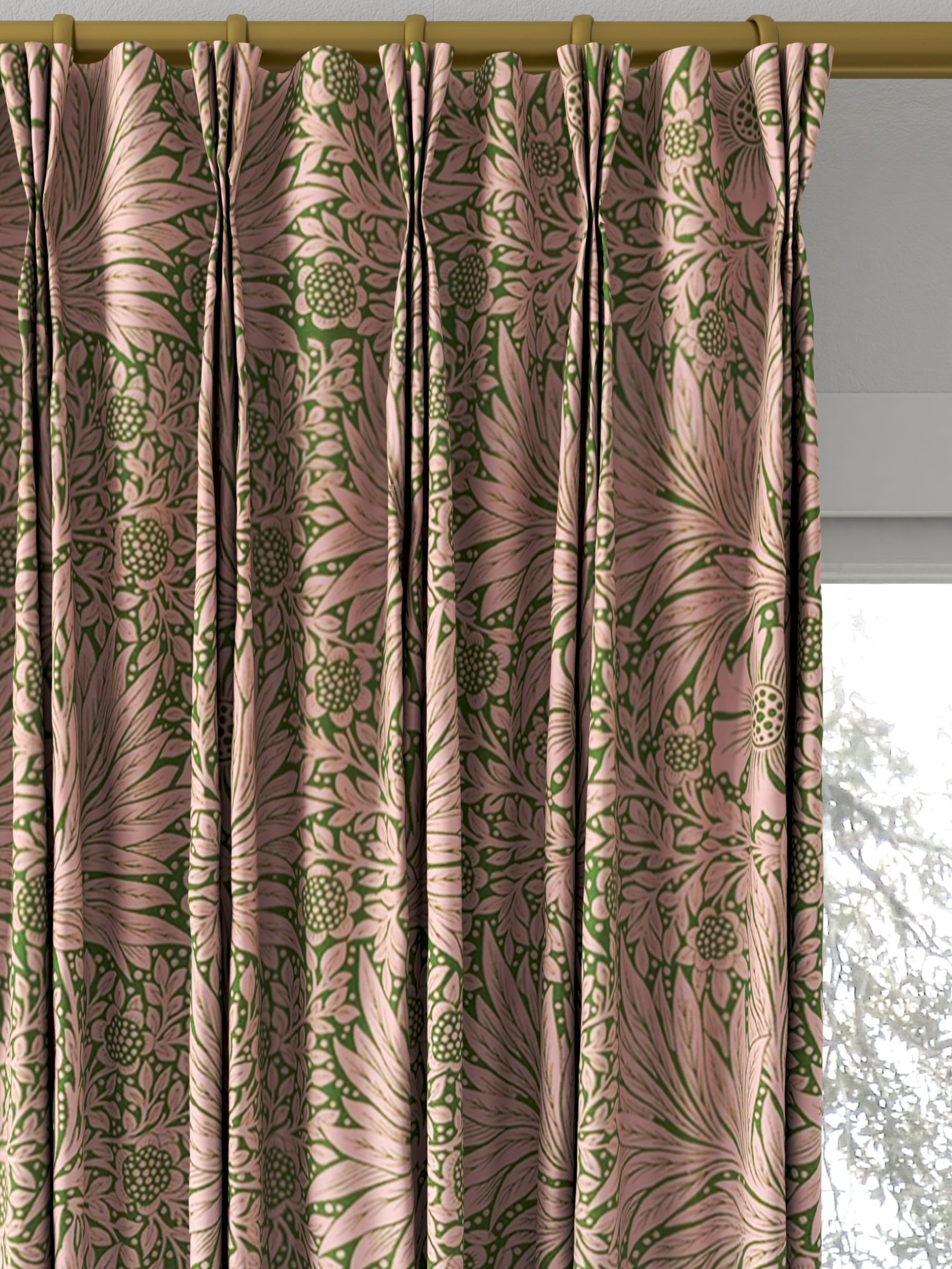 Morris & Co. Ben Pentreath Marigold Made to Measure Curtains, Olive/Pink