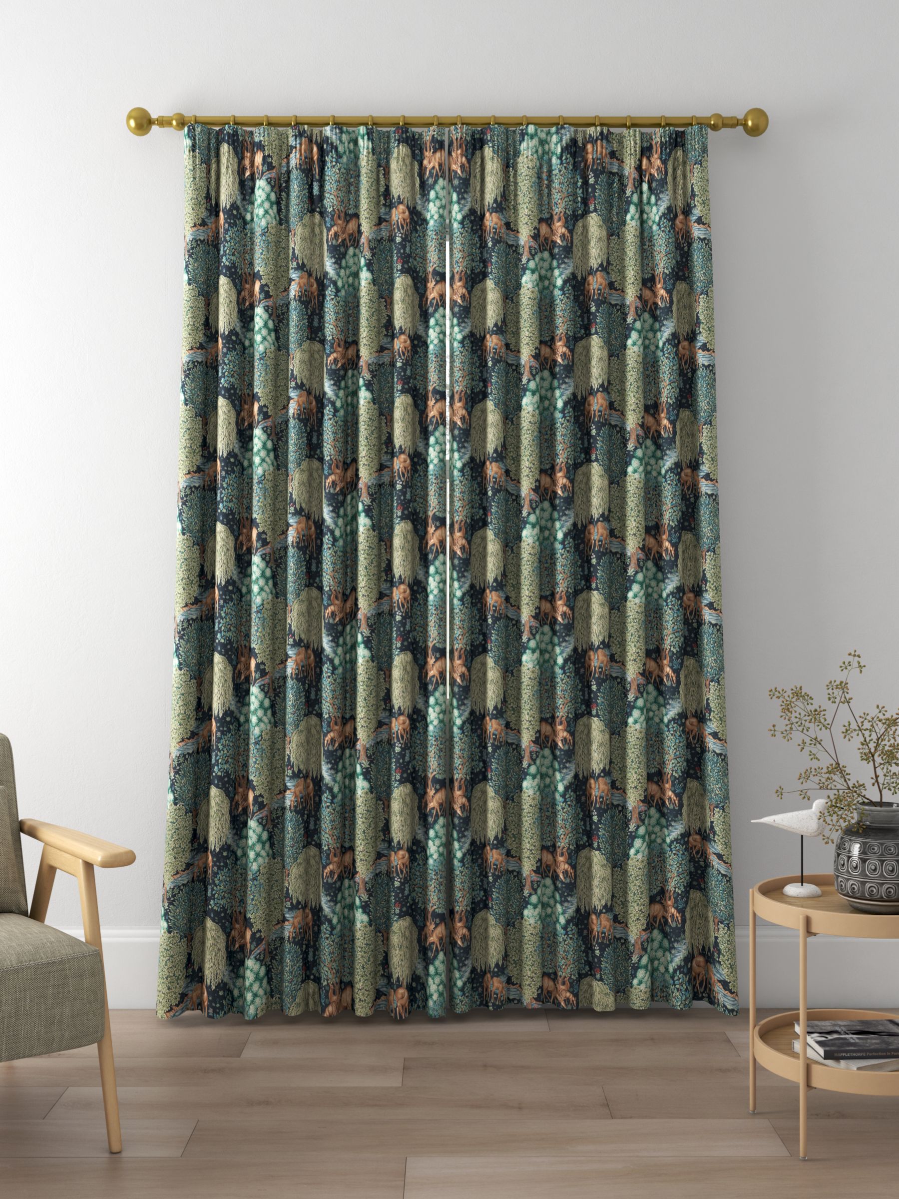Morris & Co. The Brook Tapestry Made to Measure Curtains, Tapestry Blue