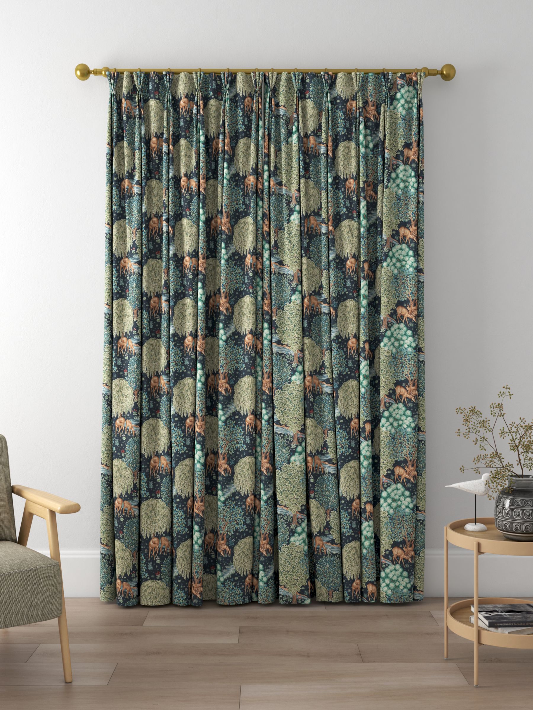 Morris & Co. The Brook Tapestry Made to Measure Curtains, Tapestry Blue