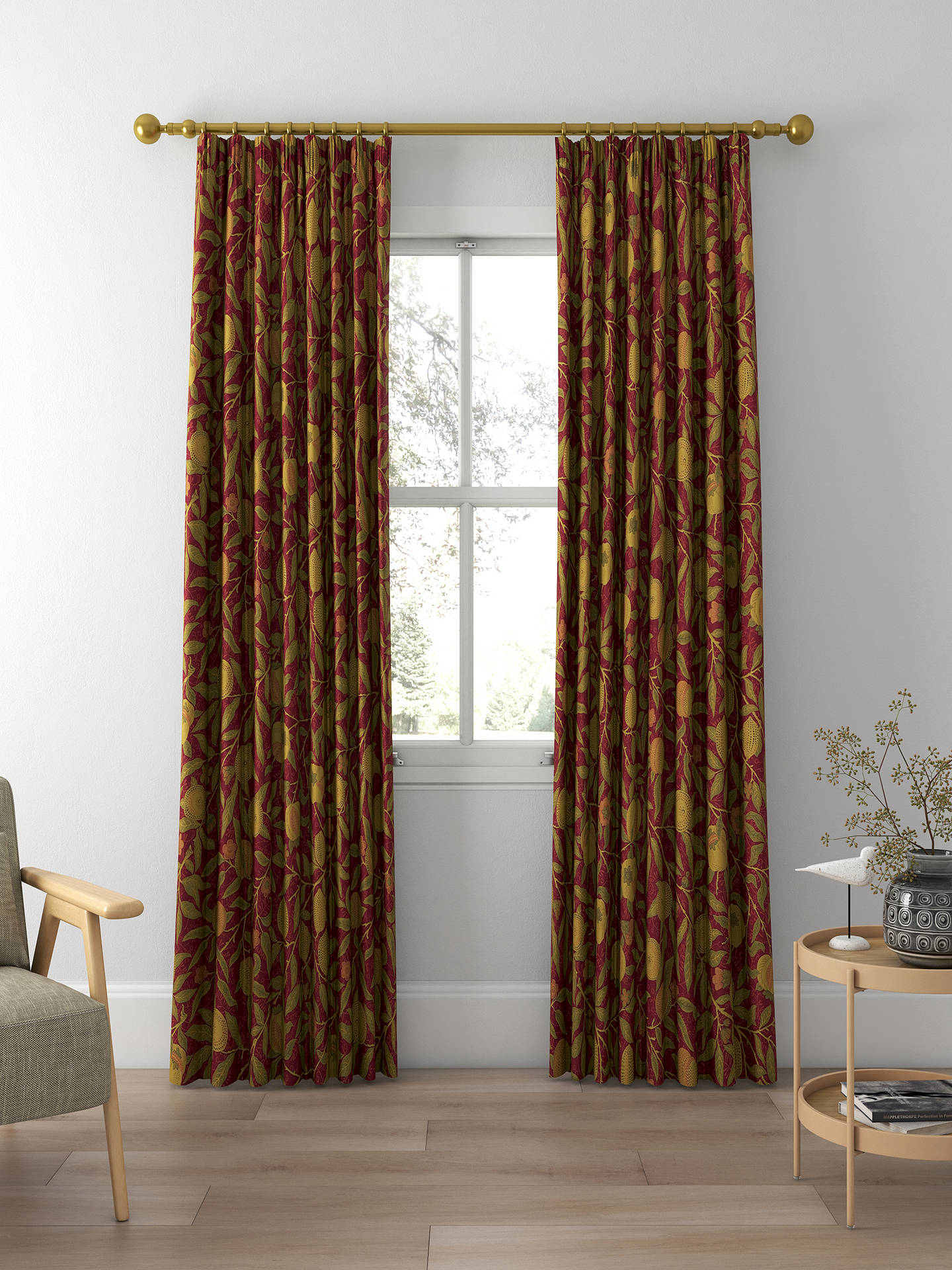 Morris & Co. Fruit Made to Measure Curtains, Crimson/Thyme
