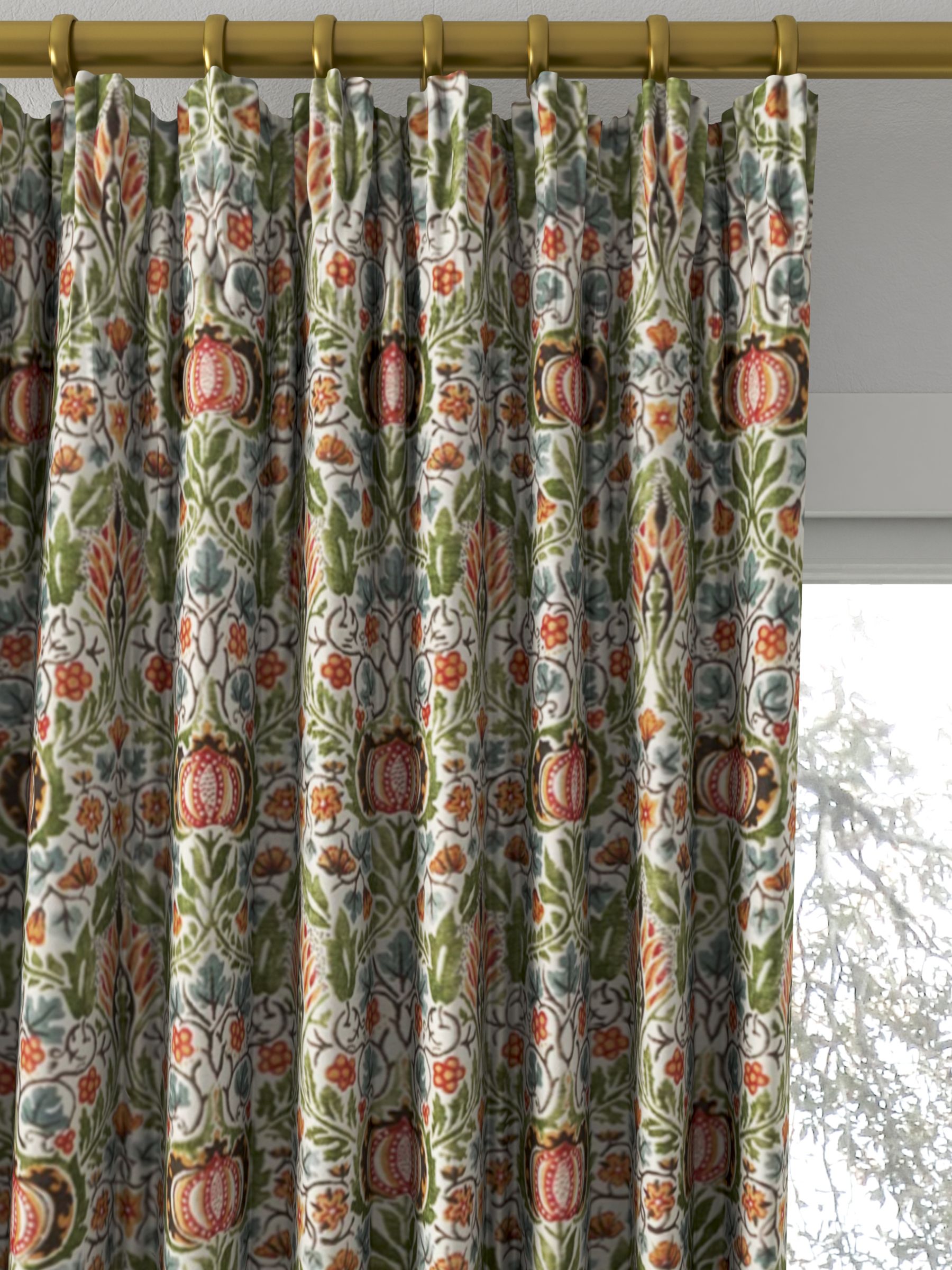 Morris & Co. Little Chintz Made to Measure Curtains, Olive/Ochre