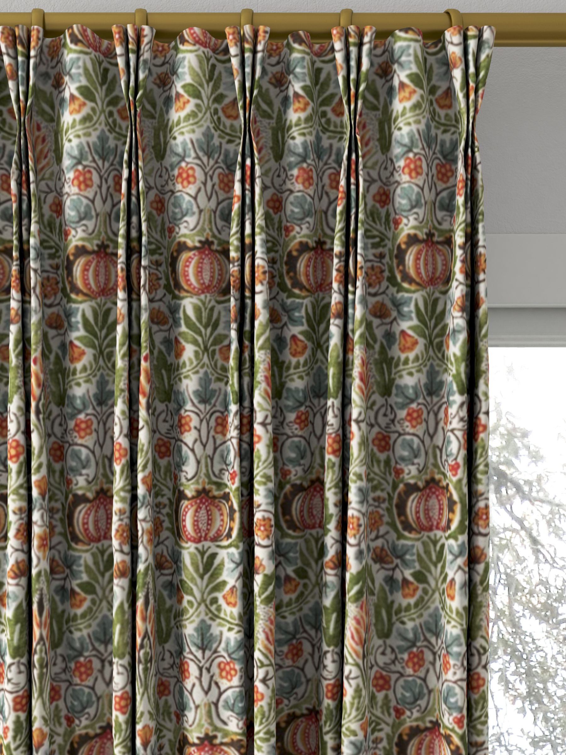Morris & Co. Little Chintz Made to Measure Curtains, Olive/Ochre
