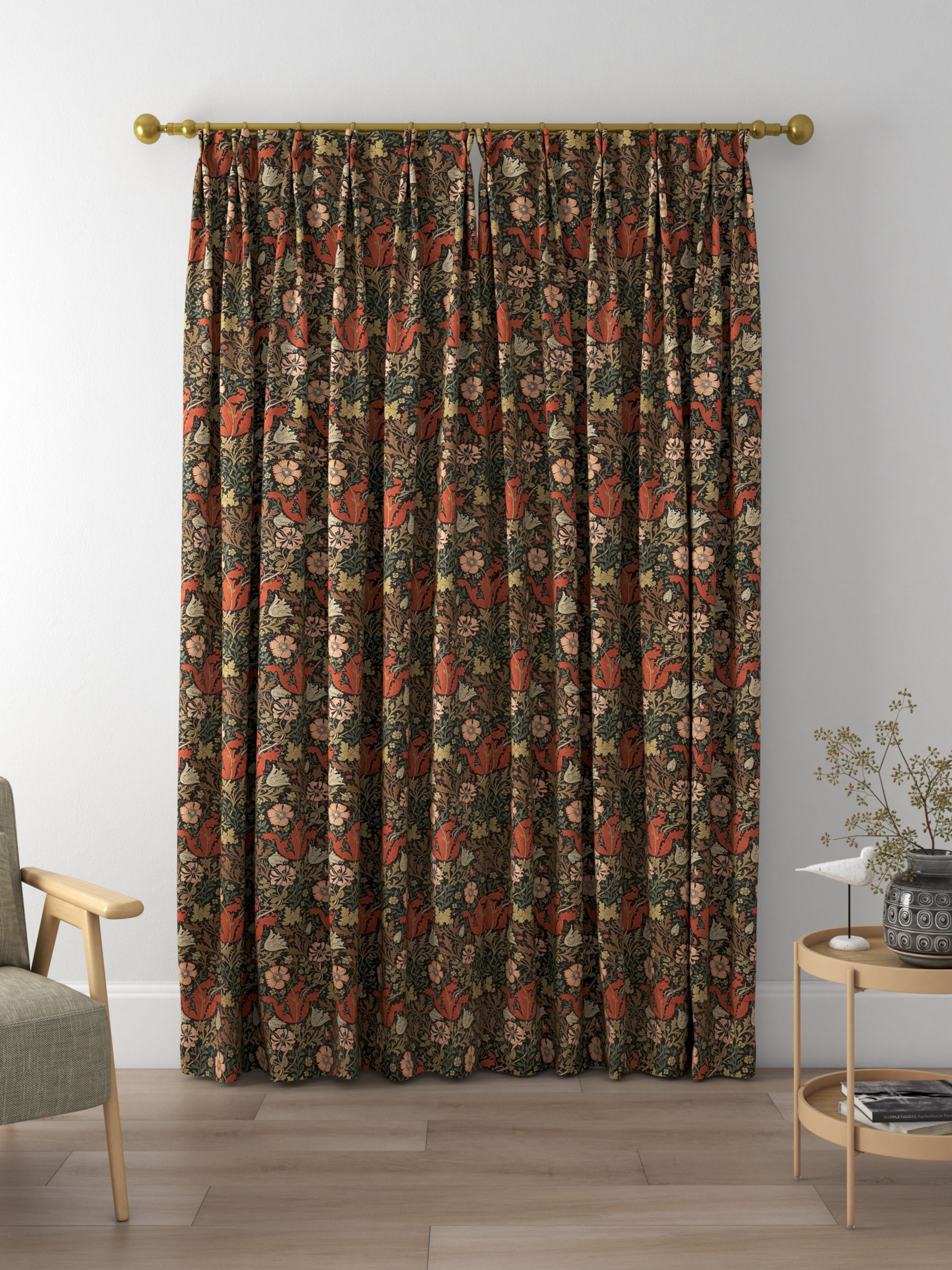 Morris & Co. Compton Made to Measure Curtains, Faded Terracotta