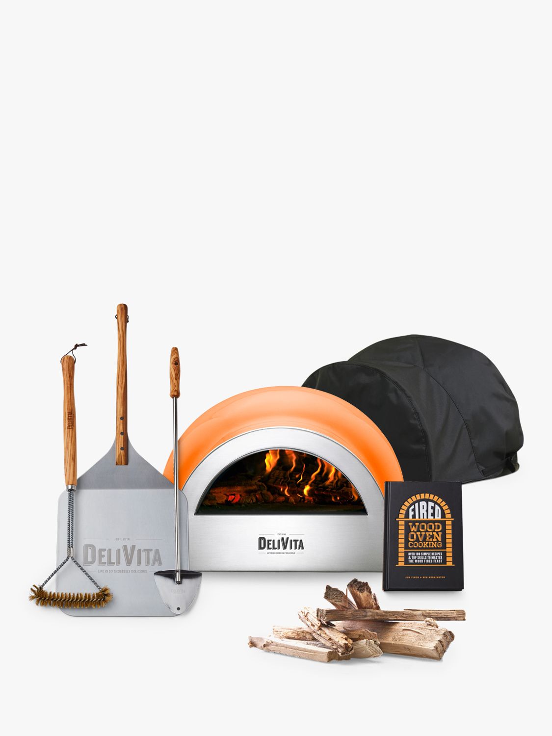 Delivita Pizza Lovers Collection Wood Fired Portable Outdoor Oven Cover Utensils And Starter 6686